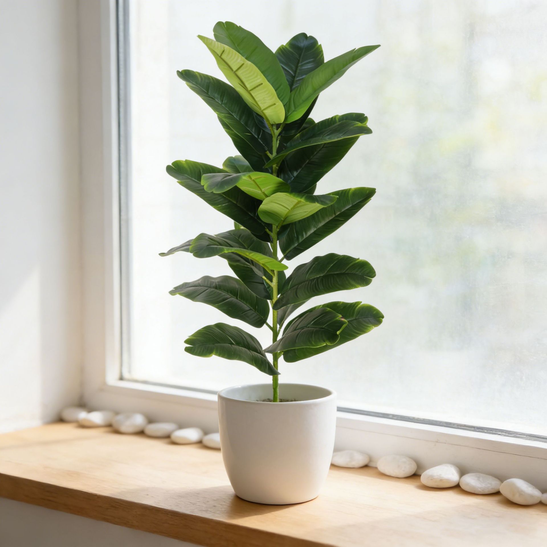 Fiddle Leaf Fig - Large Plastic Artificial Fiddle‑Leaf Fig Tree,