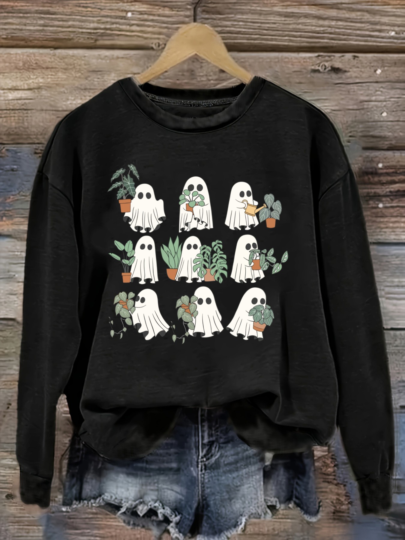 Plant Pot - Women's Casual Long Sleeve Crew Neck