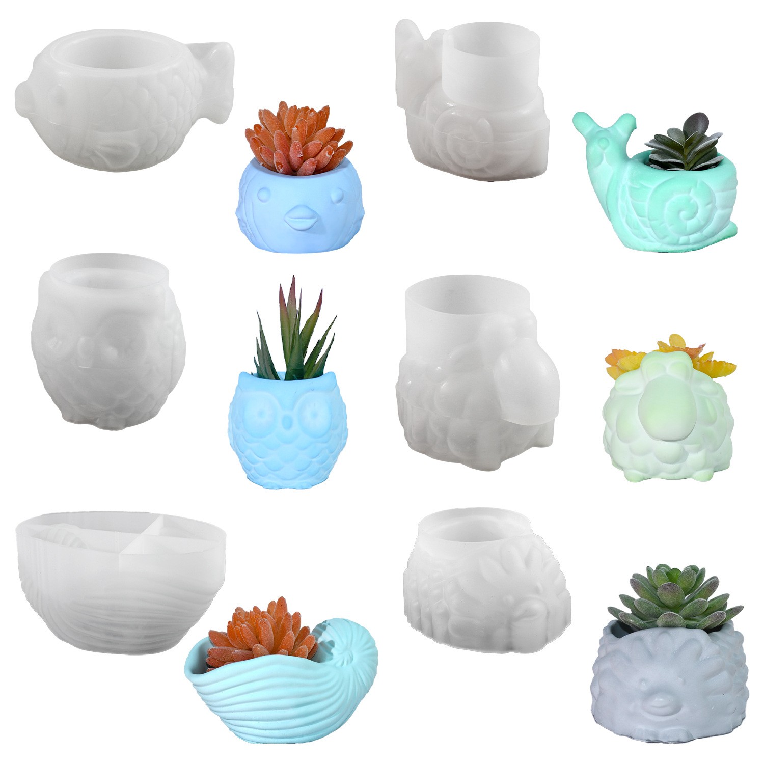 3D Animal Flower Pot Silicone  - đánh giá và giá Succulent Set