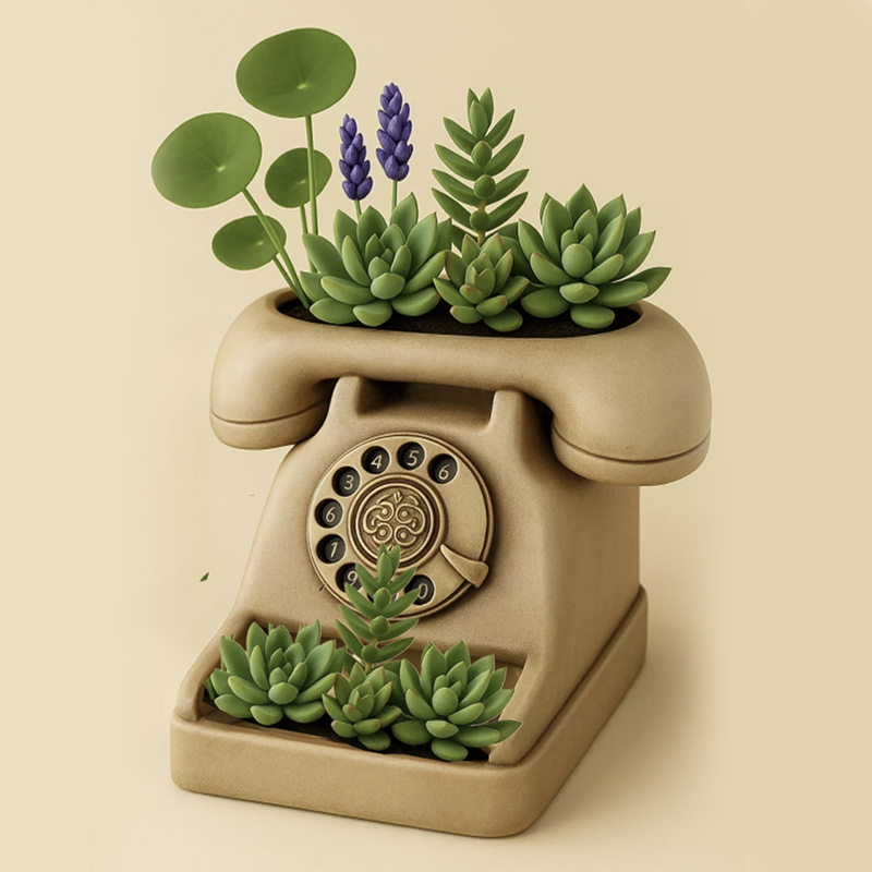 3D Vintage Rotary Telephone Su - đánh giá và giá Succulent Set