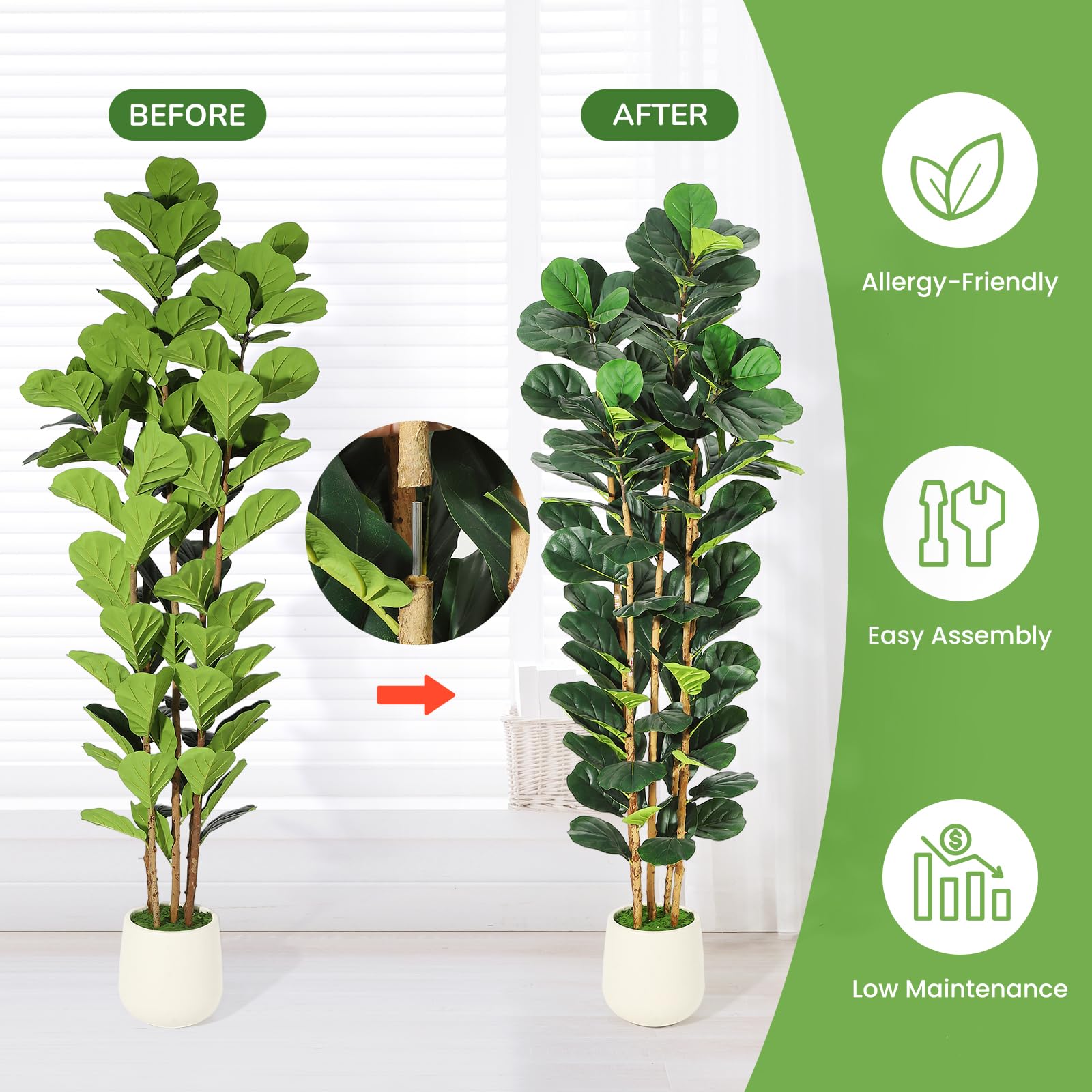 Faux Fiddle Leaf Fig Tree 5/6/ - đánh giá và giá Fiddle Leaf Fig